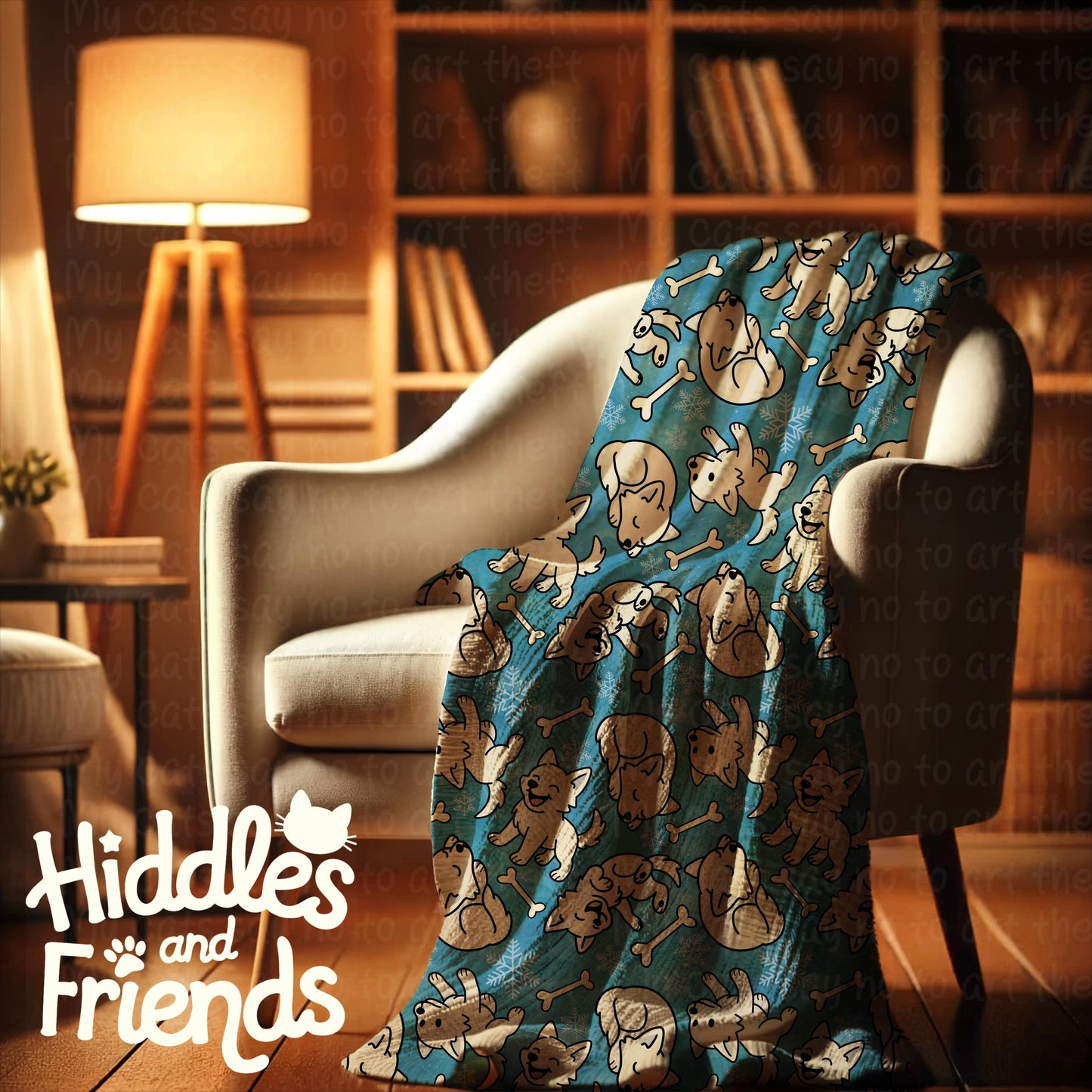 Winter Wolf Pups Seamless Pattern