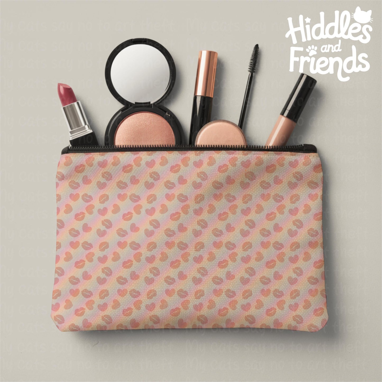 Heart and Kiss Background – Romantic Pink PNG Pattern