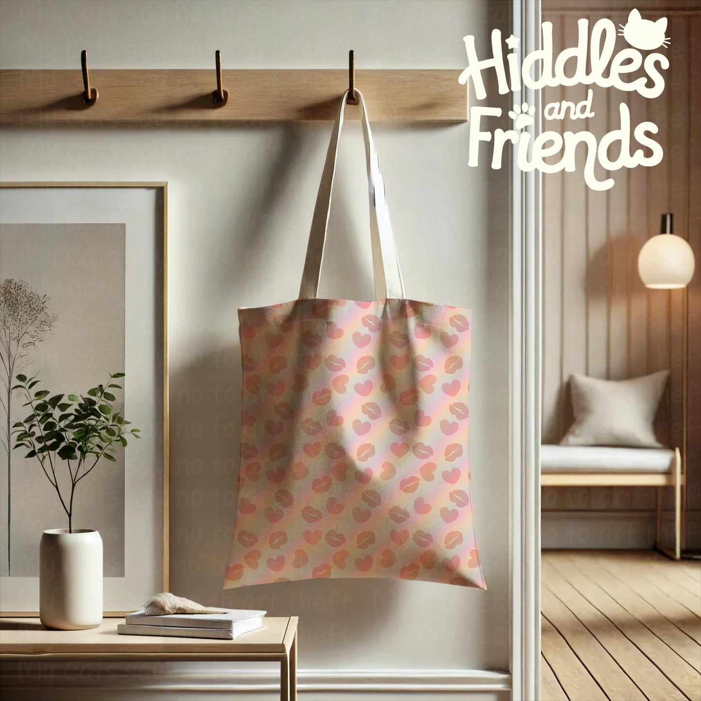 Heart and Kiss Background – Romantic Pink PNG Pattern