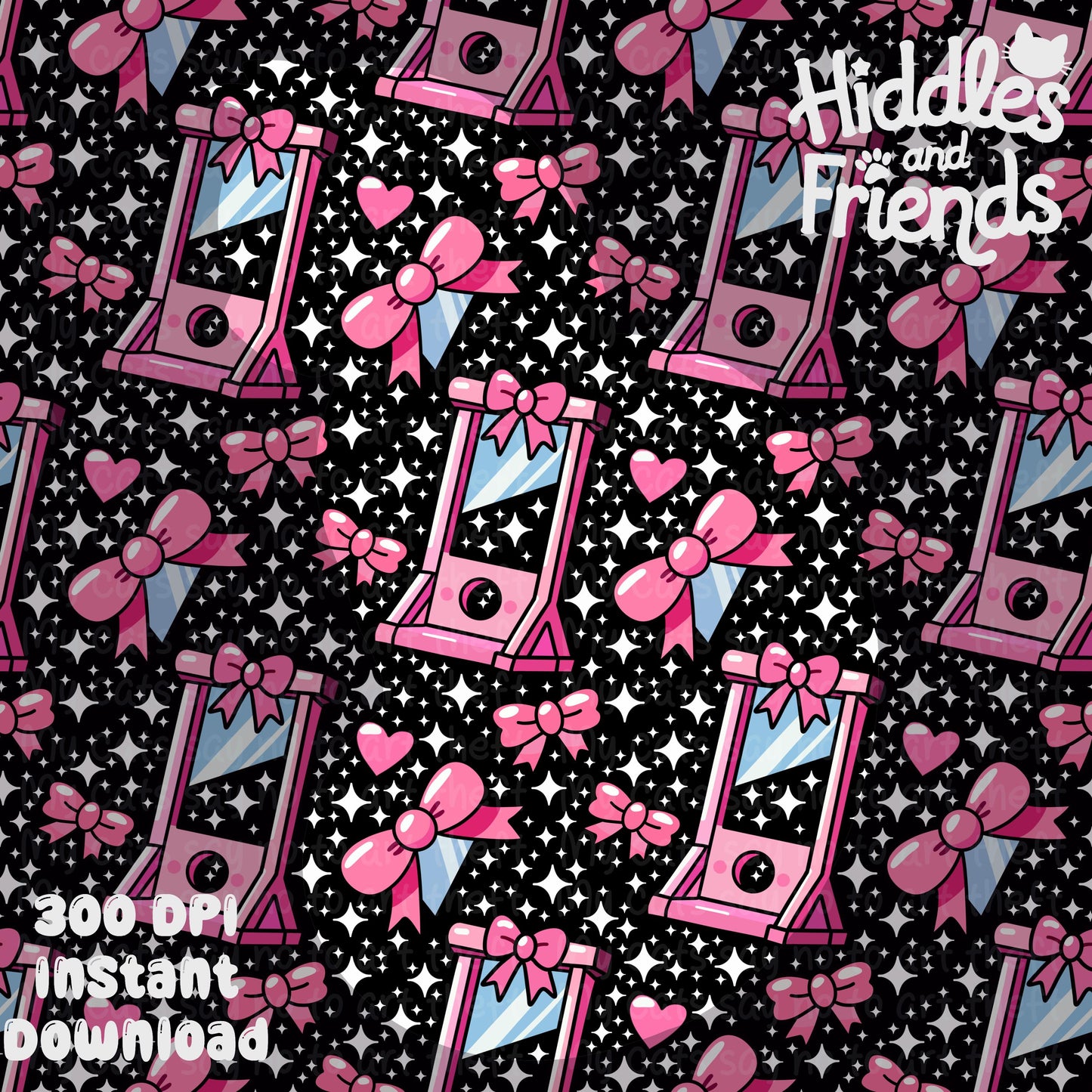 Pink Guillotine Seamless Pattern - Transparent Background