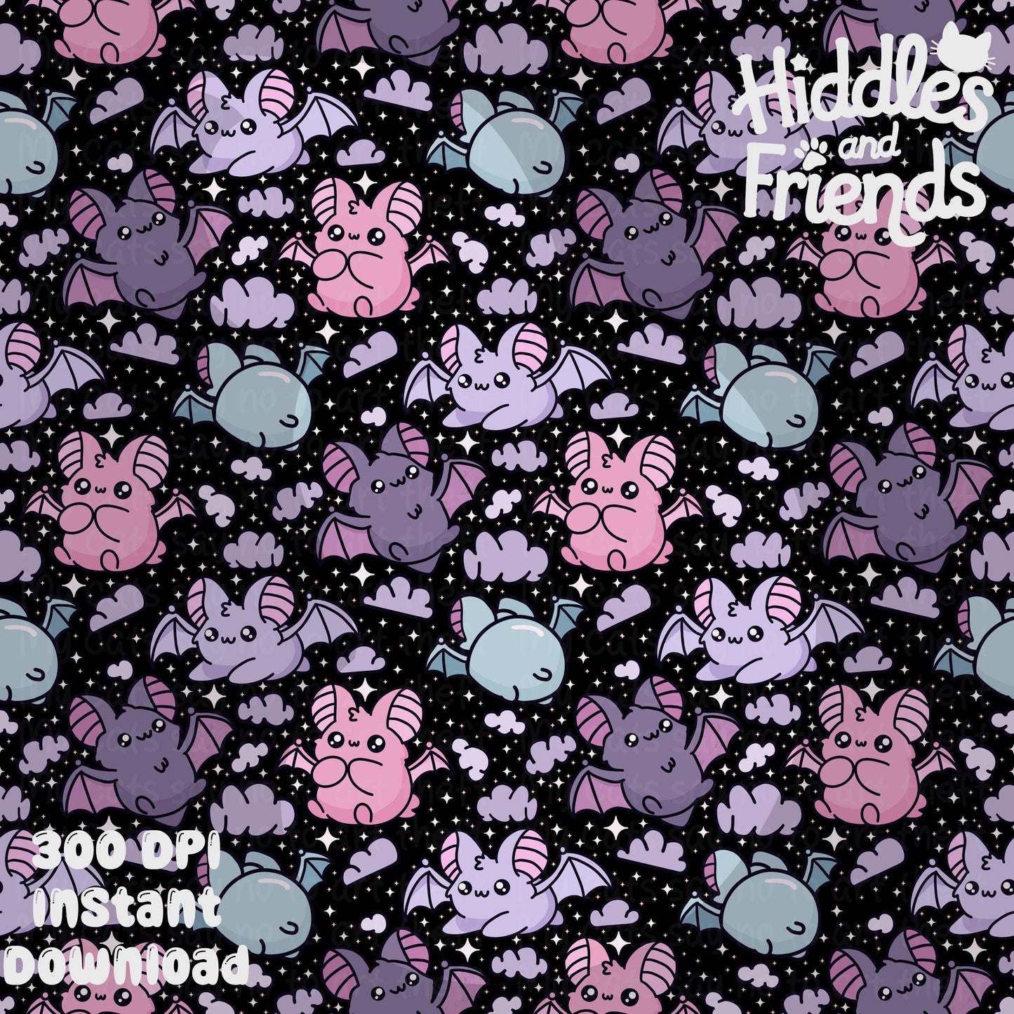 Pastel Bats Seamless Pattern - Transparent Background