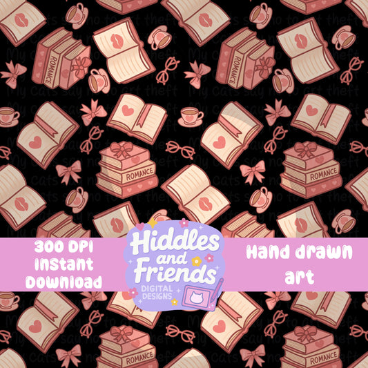 Romance Book Seamless Pattern - Transparent Background