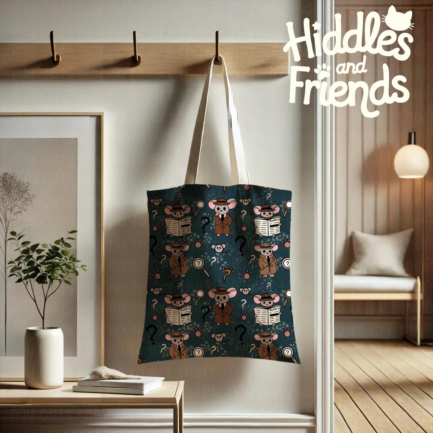 Detective Mice Noir Seamless Pattern – Blue
