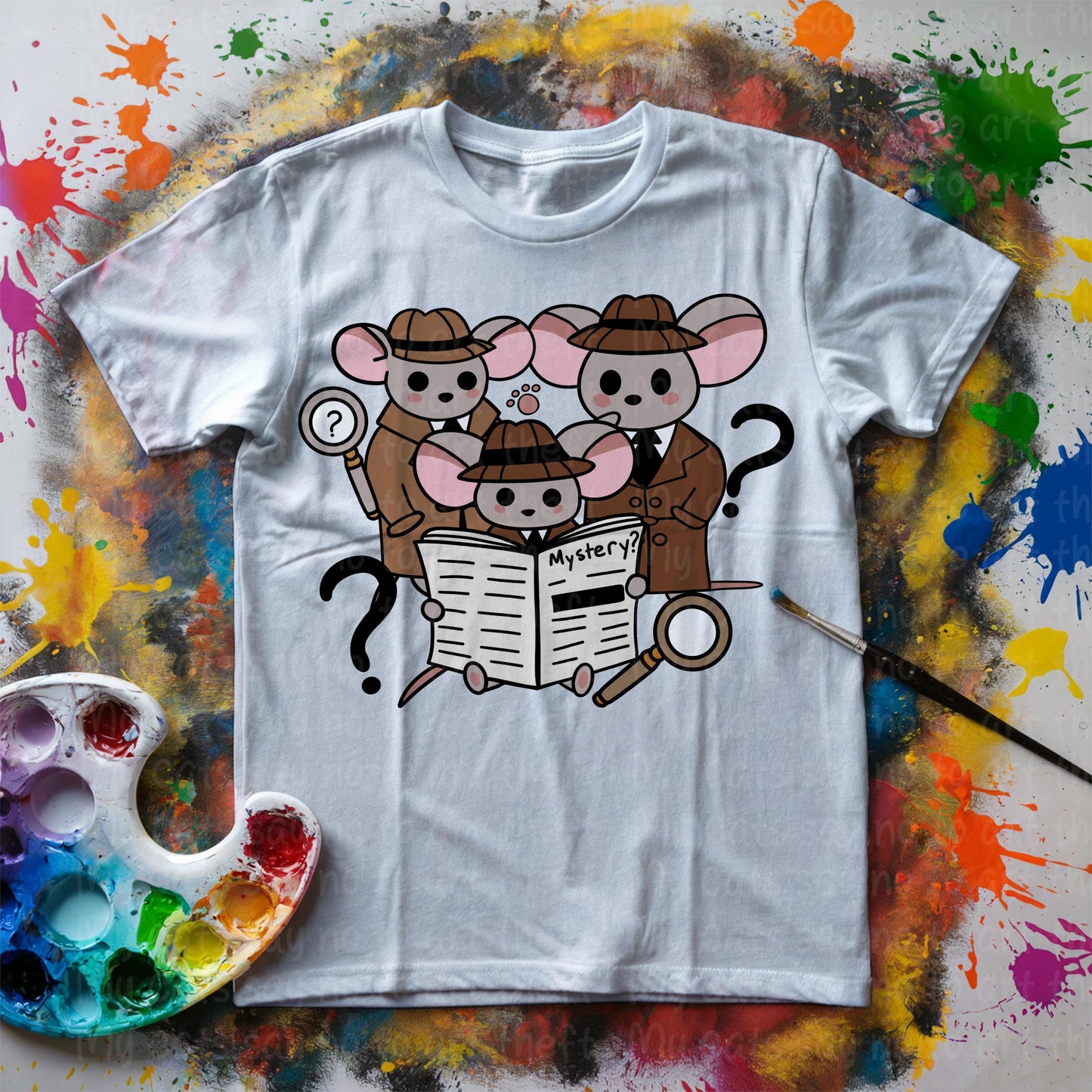 Detective Mice Digital Sticker – Mystery Noir Clipart