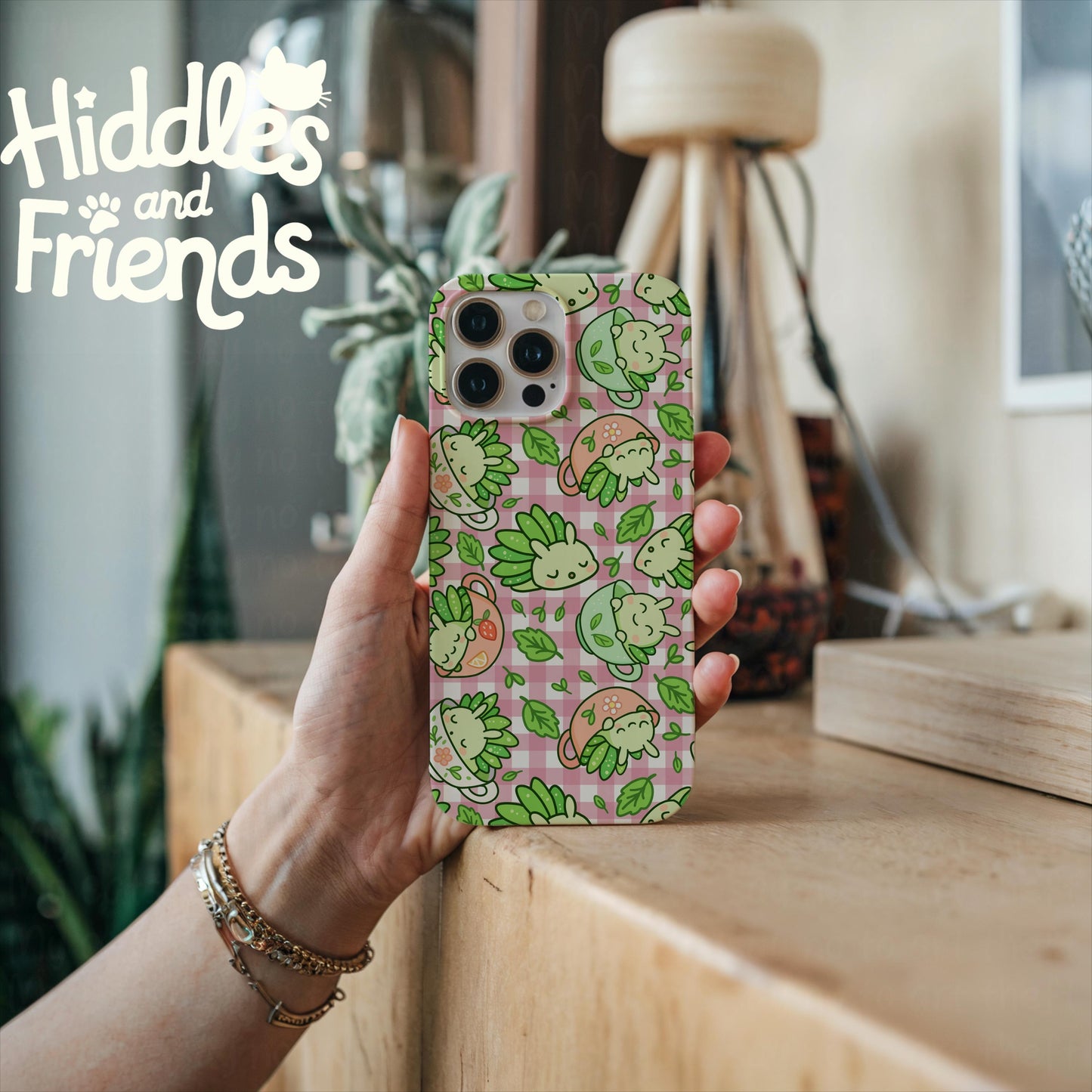 Leaf Slugs in Teacups Seamless Pattern