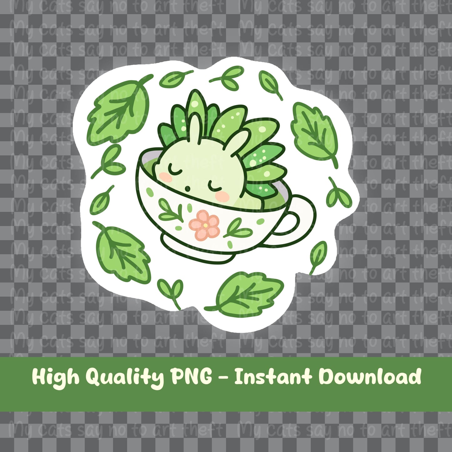 Leaf Slug in Teacup Digital Sticker