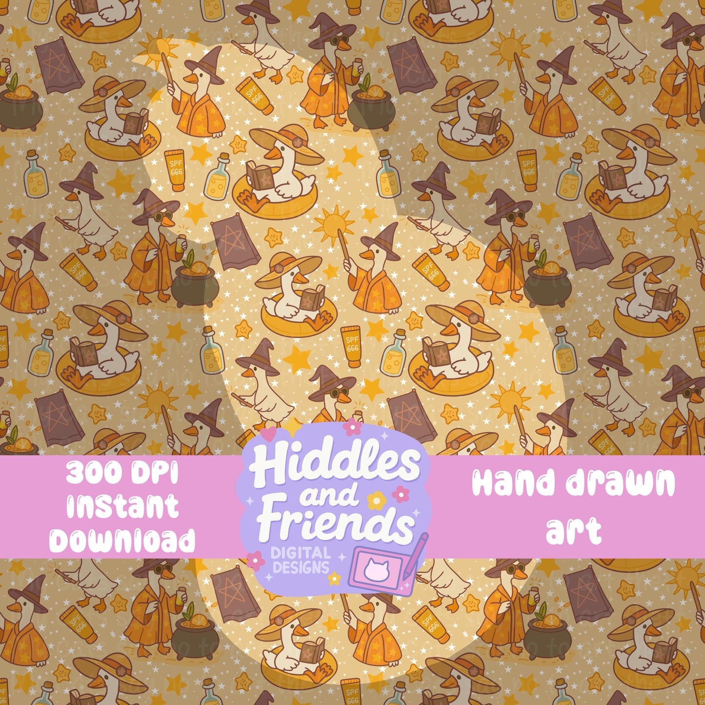 Tan Witchy Spell Geese Seamless File