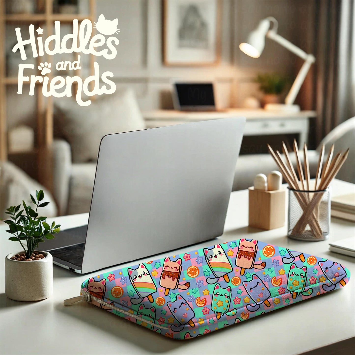 Kawaii Cat Popsicle Seamless Pattern