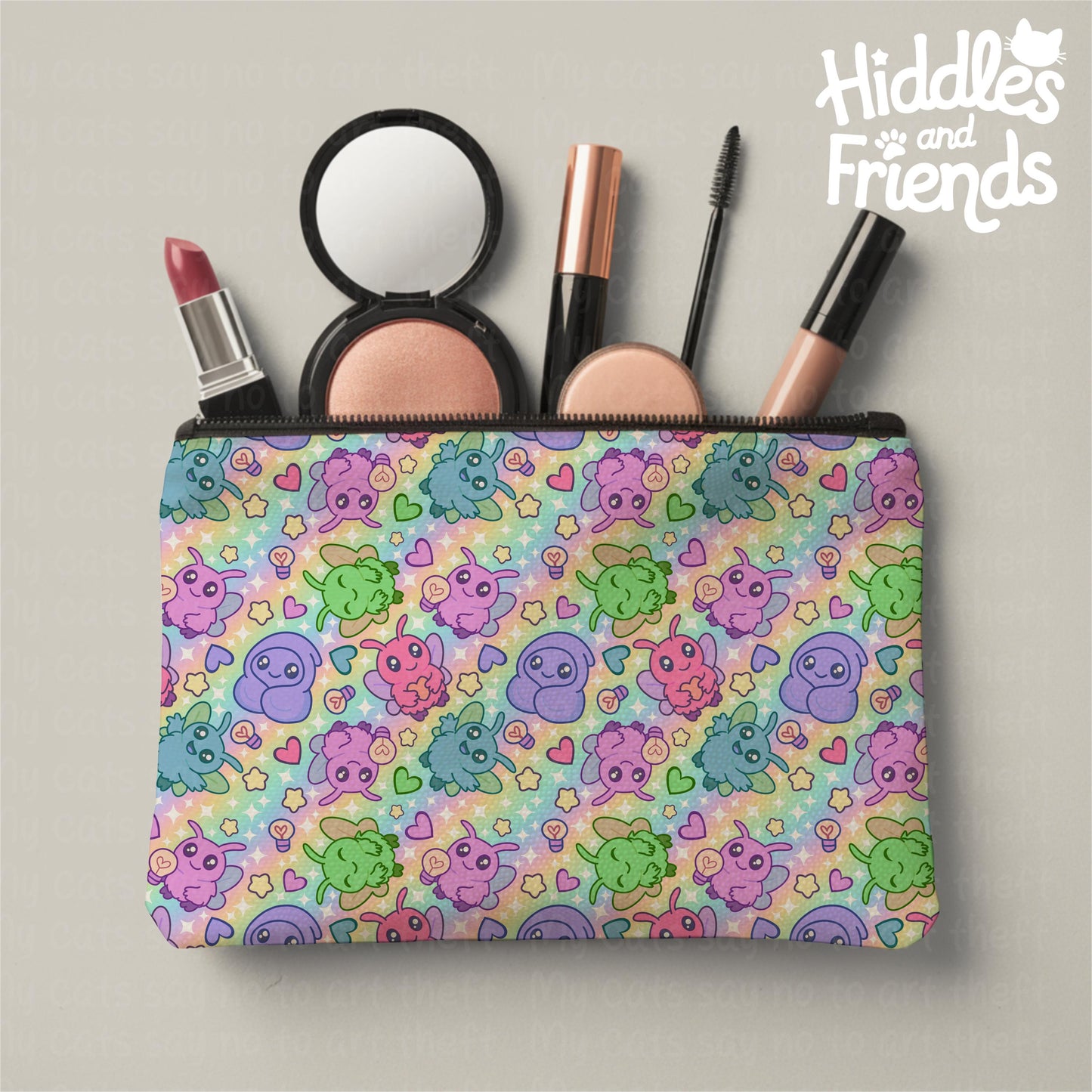 Rainbow Moth Friends Seamless Pattern