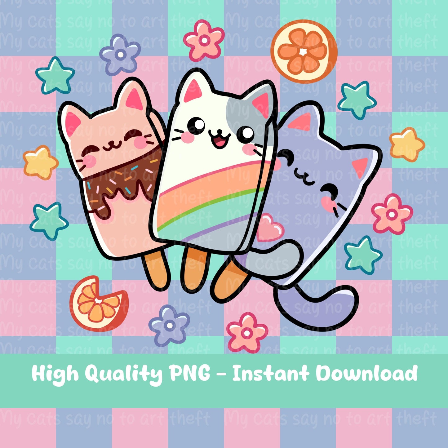 Kawaii Popsicle Cats Digital Sticker