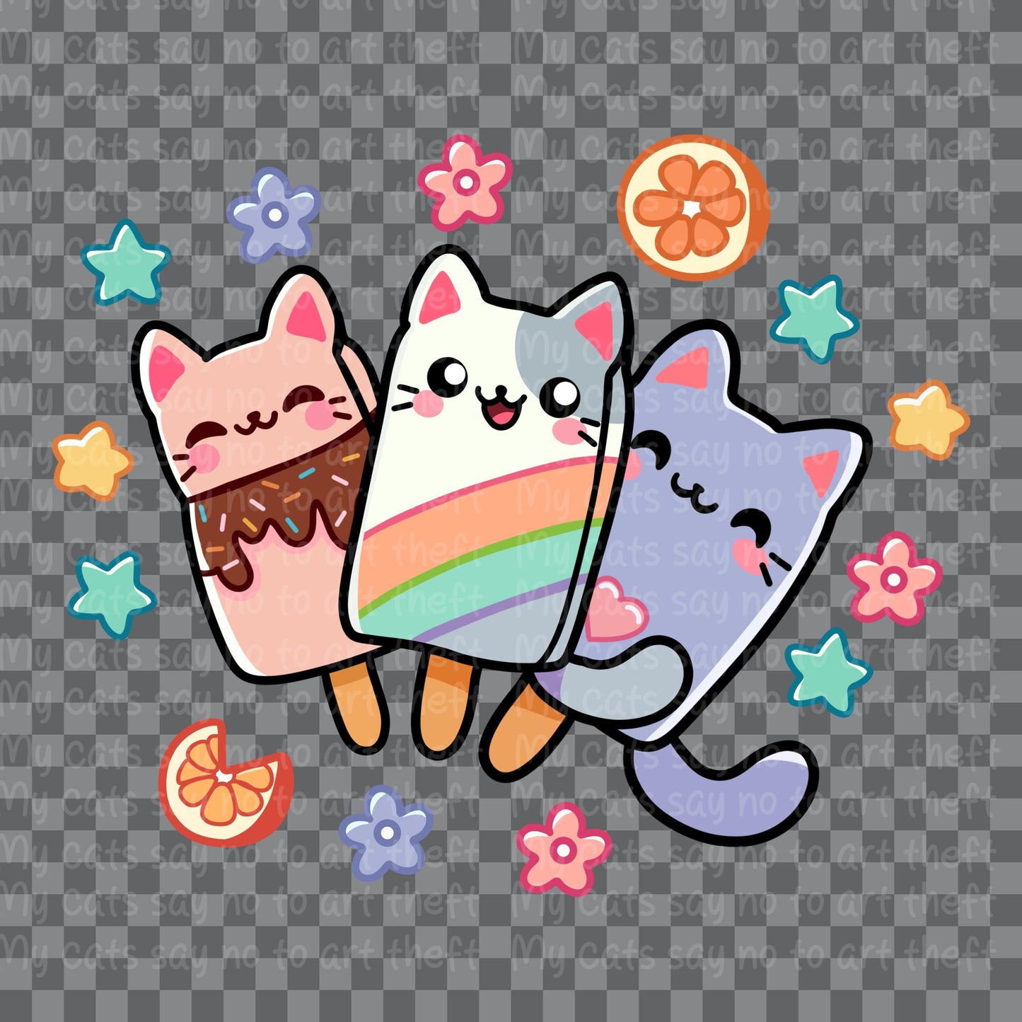 Kawaii Popsicle Cats Digital Sticker