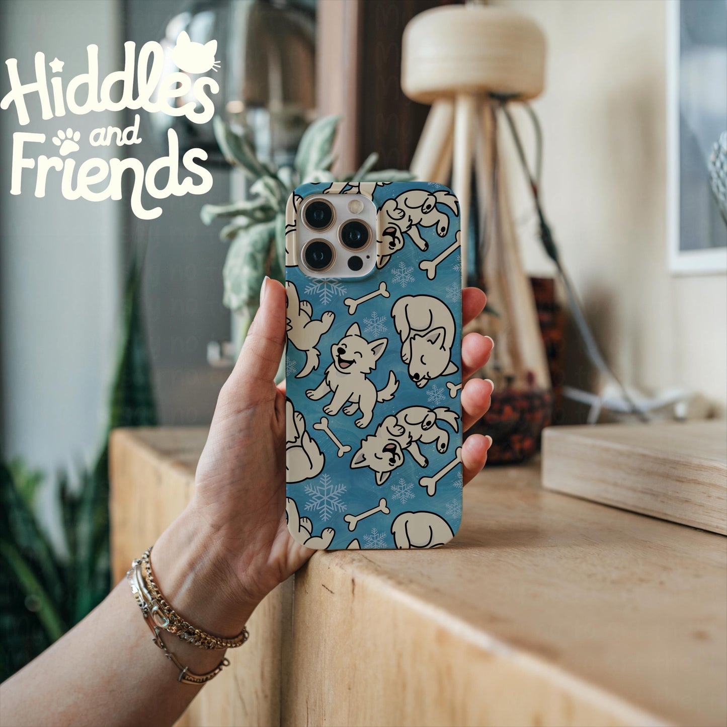 Winter Wolf Pups Seamless Pattern