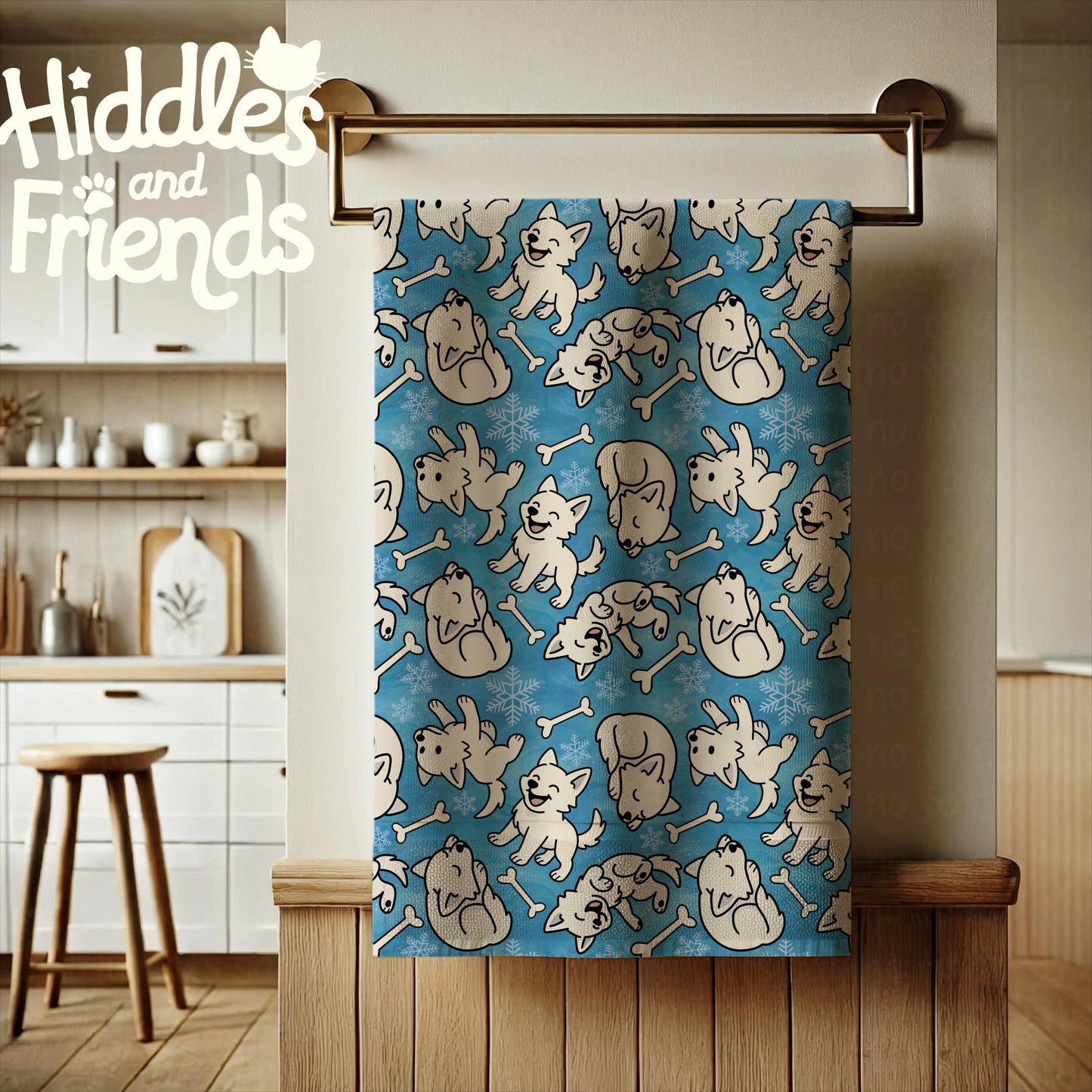 Winter Wolf Pups Seamless Pattern