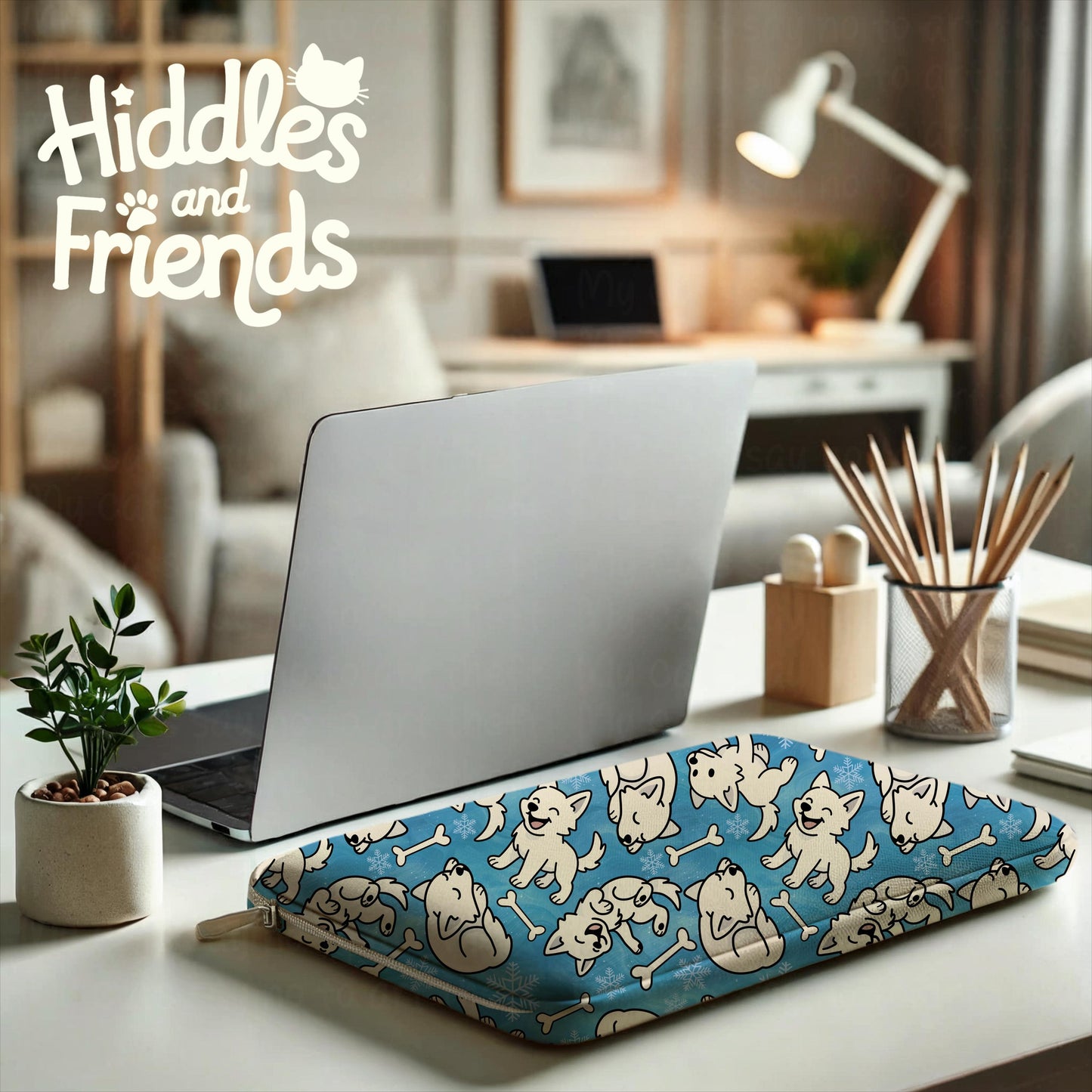 Winter Wolf Pups Seamless Pattern