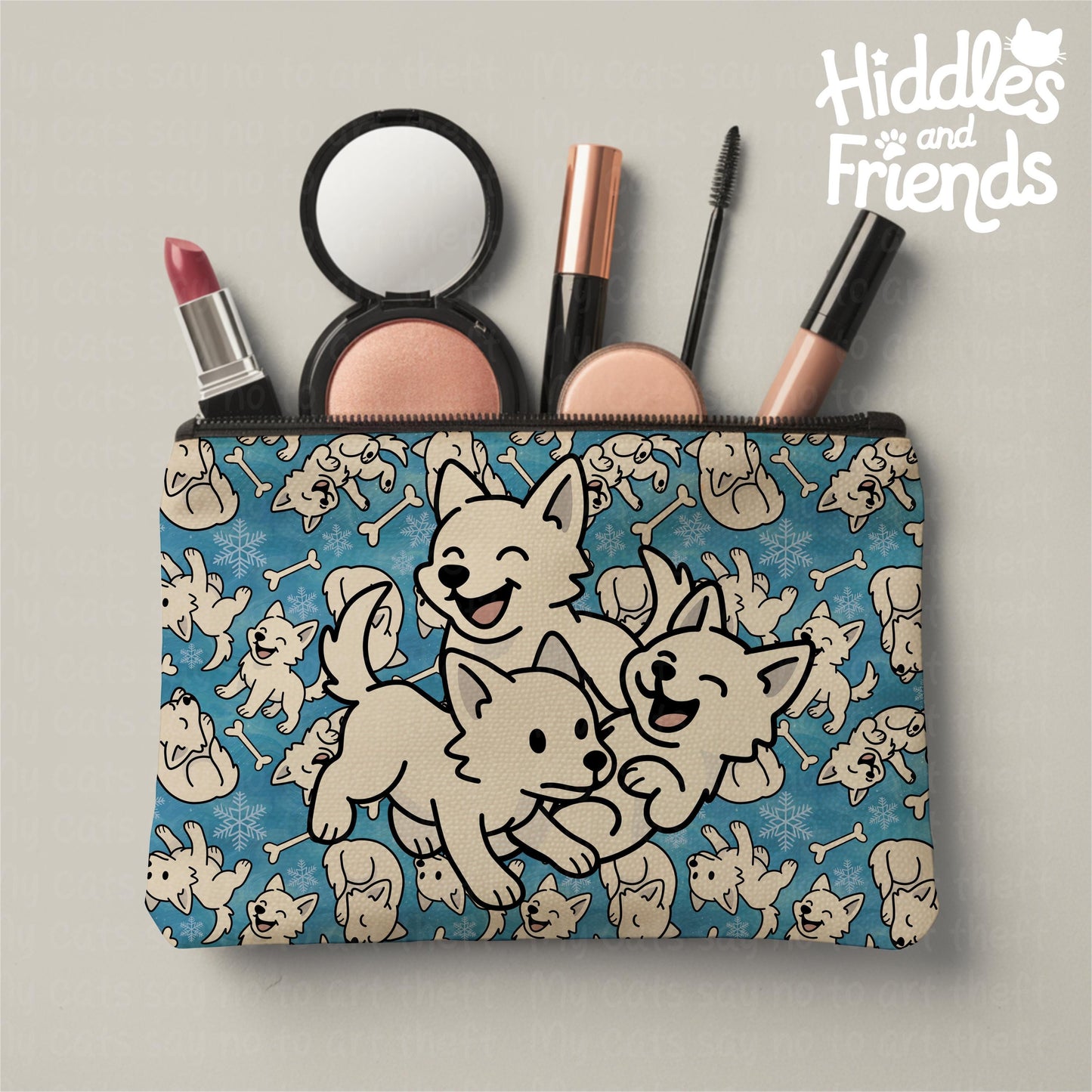 Playful Dire Wolf Pups – Cute White Wolf Digital Sticker Trio