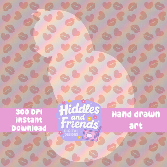 Heart and Kiss Background – Romantic Pink PNG Pattern