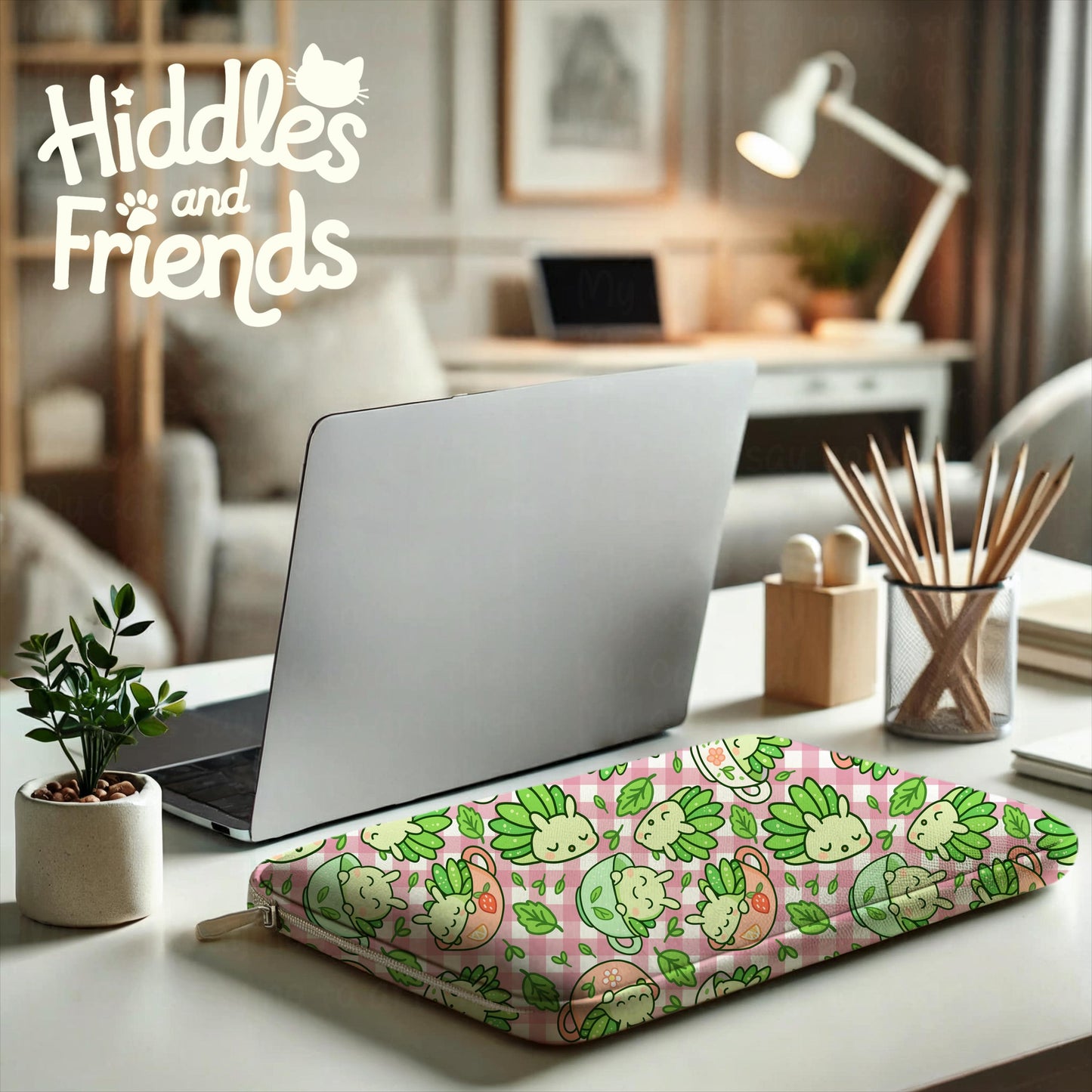 Leaf Slugs in Teacups Seamless Pattern