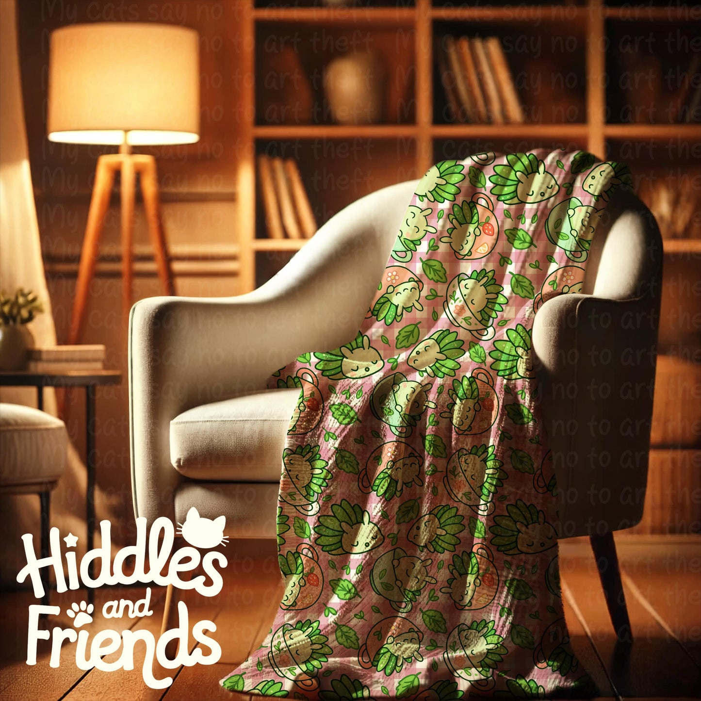 Leaf Slugs in Teacups Seamless Pattern