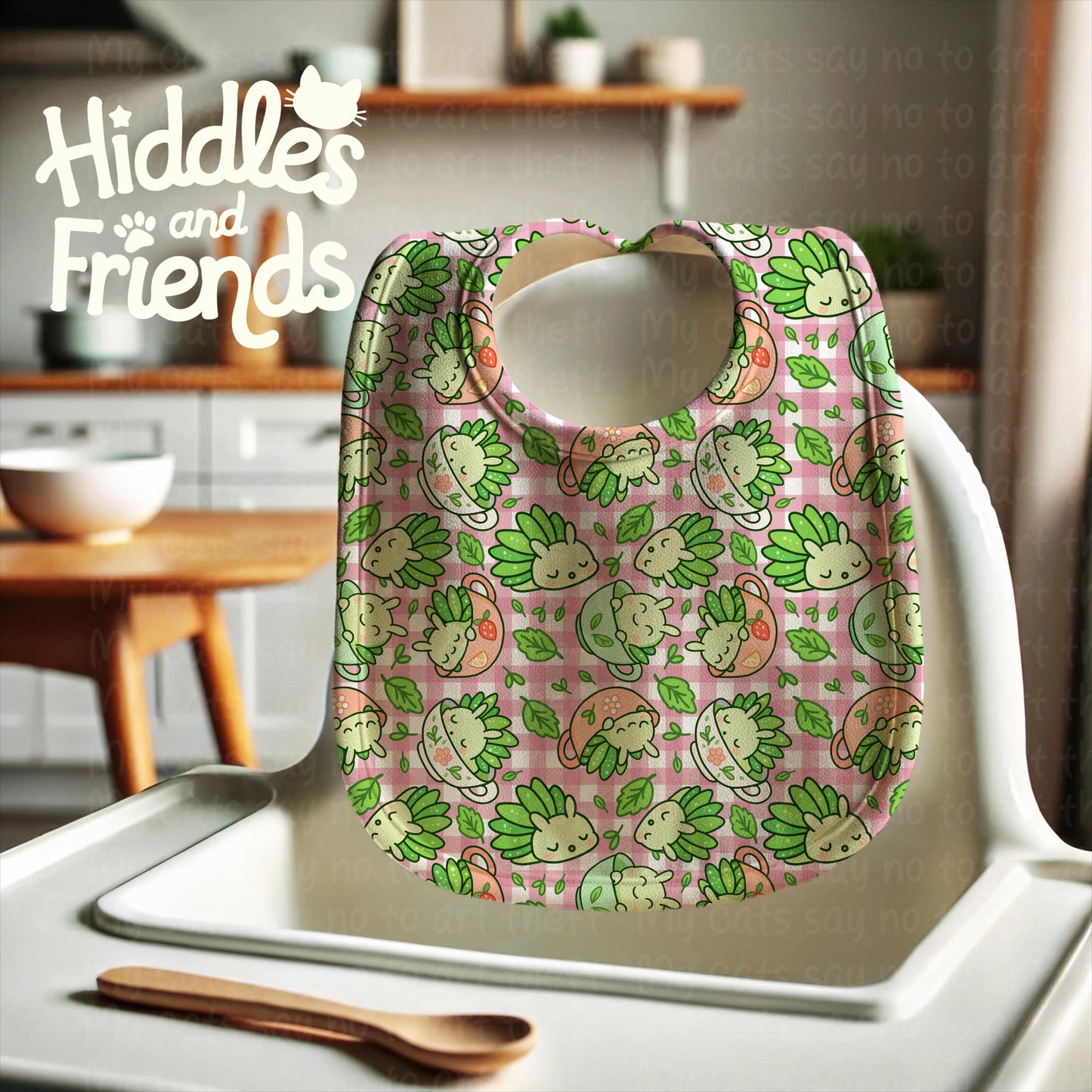 Leaf Slugs in Teacups Seamless Pattern